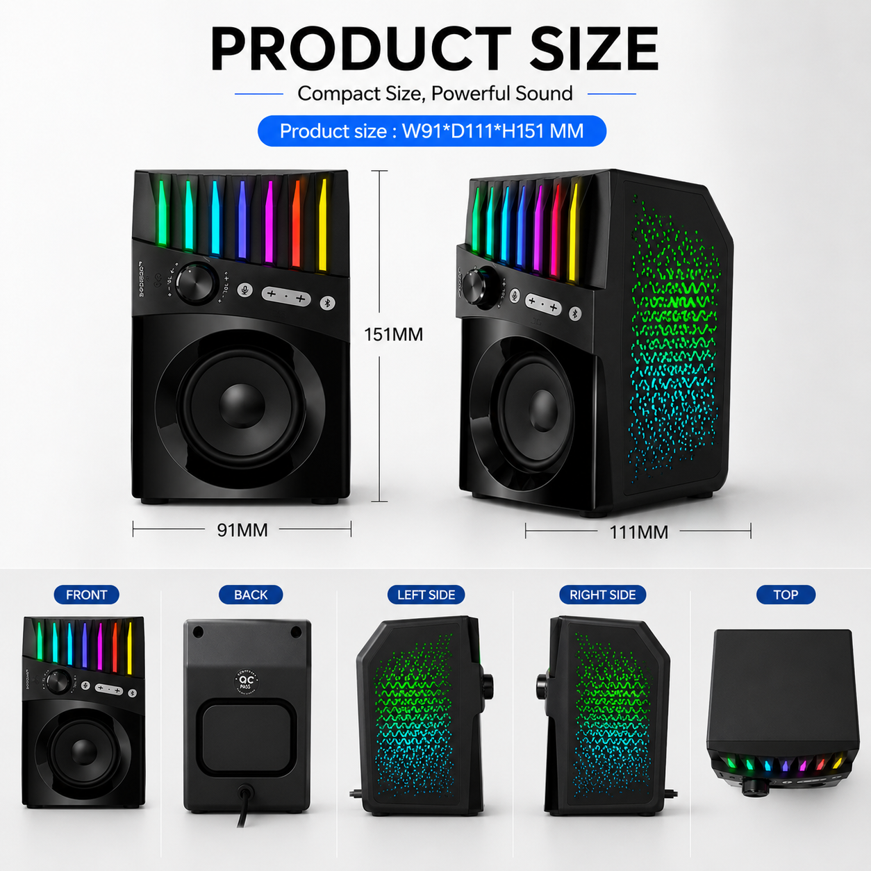 Black RGB Gaming Bluetooth Speaker with Dynamic LED Light and Volume Control（SP-267BT）