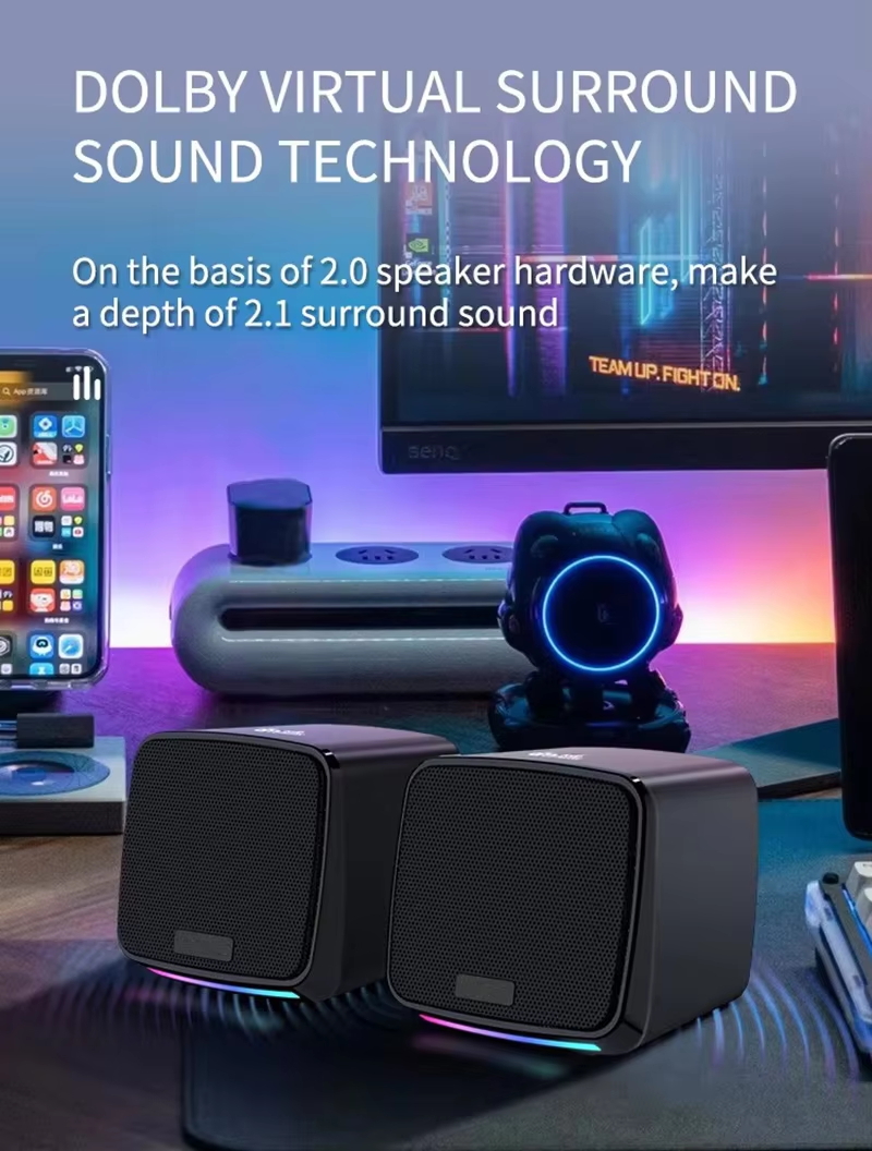 RGB Gaming Speakers for PC Desktop, 2.0 Stereo Computer Speaker System with LED Lighting, Immersive Sound for Gaming Setup (SP-1078)