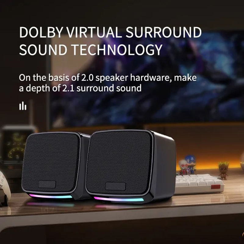 RGB Gaming Speakers for PC Desktop, 2.0 Stereo Computer Speaker System with LED Lighting, Immersive Sound for Gaming Setup (SP-1078)