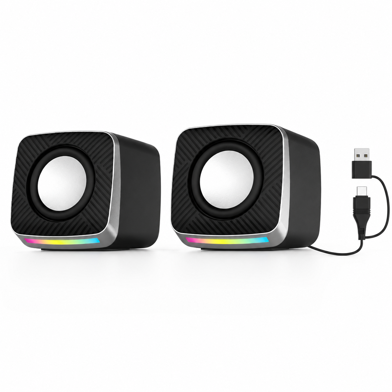 USB-Powered RGB Gaming Speakers for PC Desktop, 2.0 Stereo Sound with Dynamic LED Lighting（SP-200 PRO）