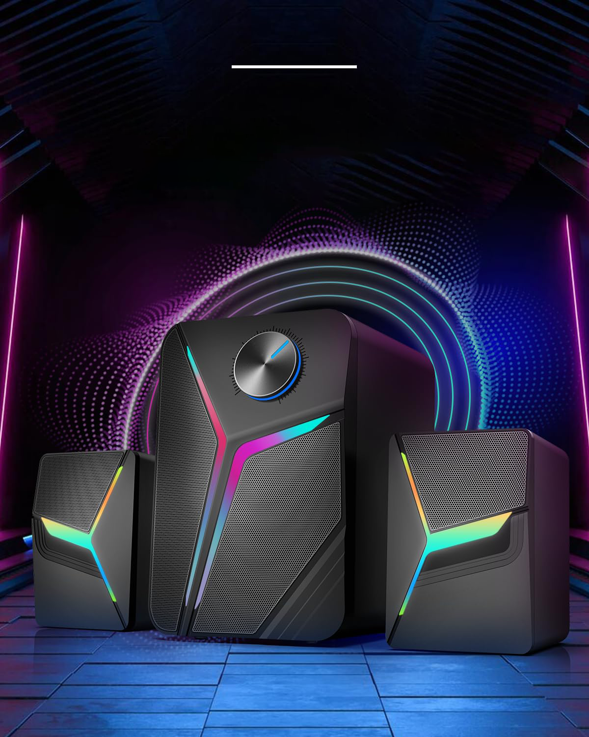 2.1 Latest Design Portable Party RGB LED Lighting 11W Subwoofer Home USB Audio System Computer Gaming Speaker for PC Laptops (SP-2191) | Direct Manufacturer from China