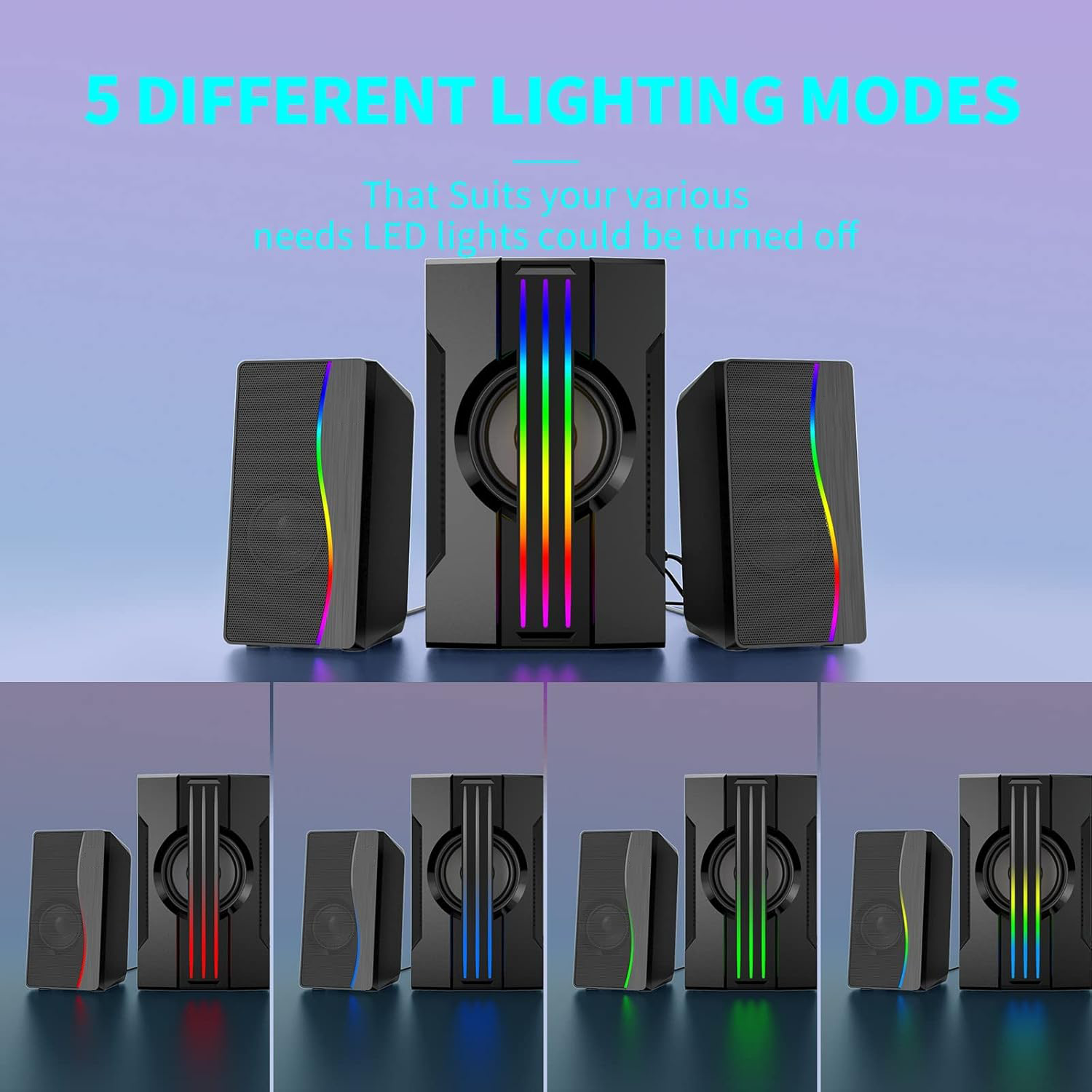 RGB LED 2.1 Channel Gaming Speaker System with Subwoofer and Remote Control (SP-2006 )