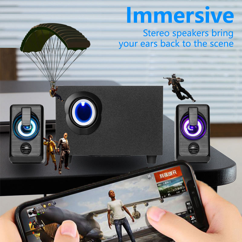 RGB LED 2.1 Gaming Speaker System with Subwoofer for PC Desktop （SP-6302）