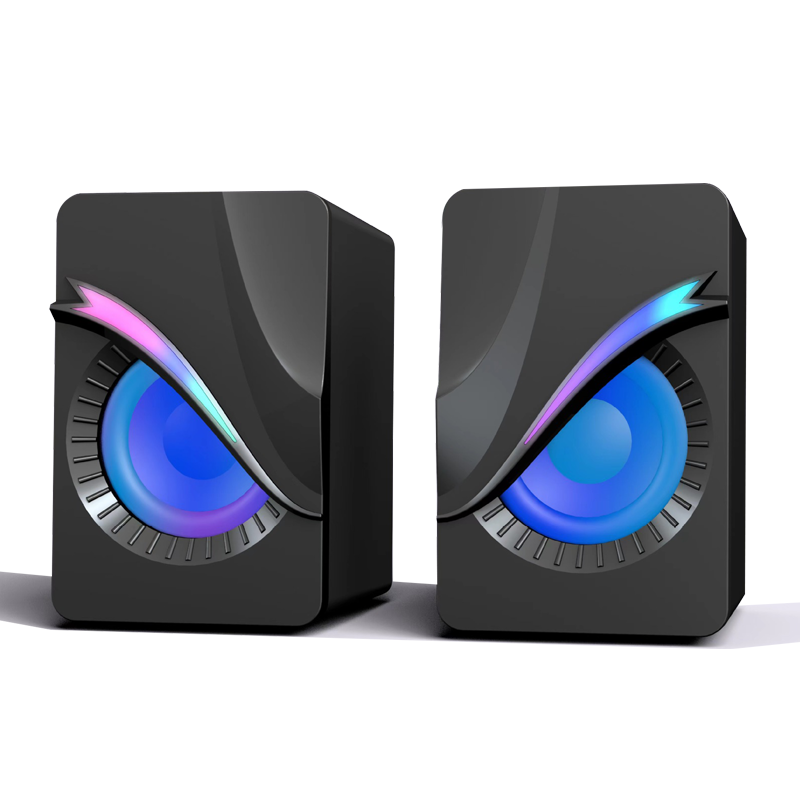 RGB Gaming Desktop Speakers with LED Light and line control, USB Powered Computer Speakers for PC Gaming  （SP-6609）