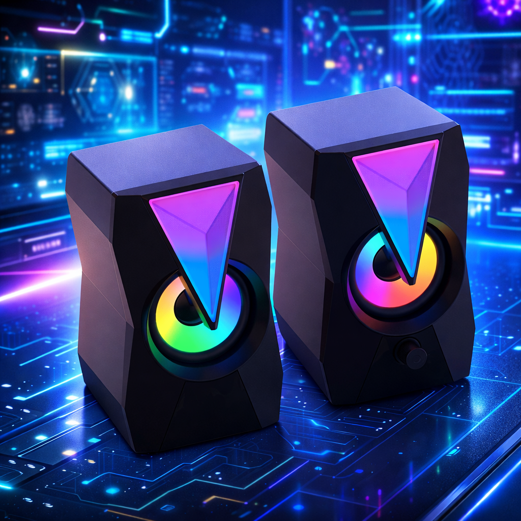 RGB LED Gaming Speaker System Dual Stereo Computer Speaker （SP-6010）