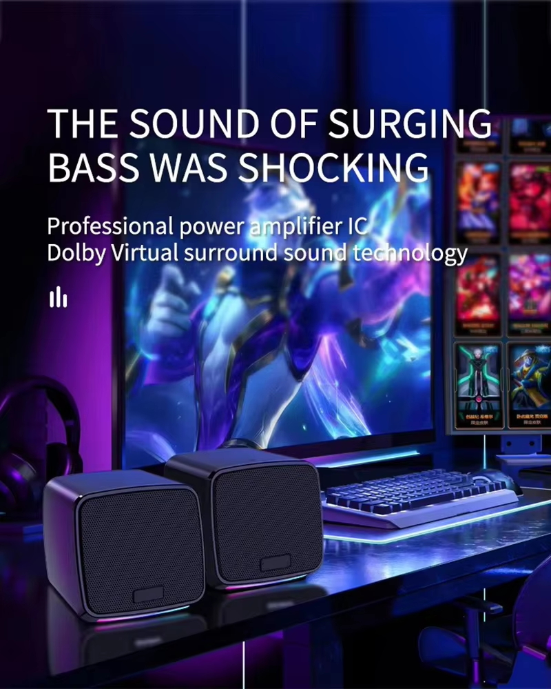 RGB Gaming Speakers for PC Desktop, 2.0 Stereo Computer Speaker System with LED Lighting, Immersive Sound for Gaming Setup (SP-1078)