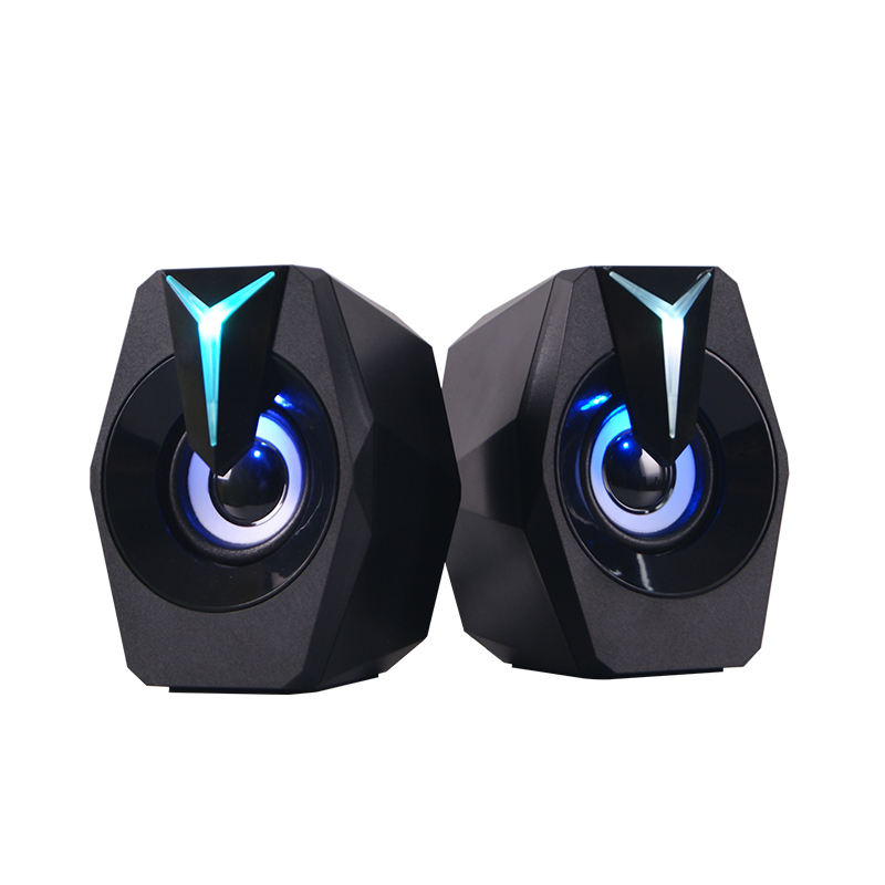 USB Wired Computer Speakers with RGB Lights 2.0 Stereo Gaming Audio 6W RMS and Game Sound Effects for Desktop/Laptop （SP-6008)）