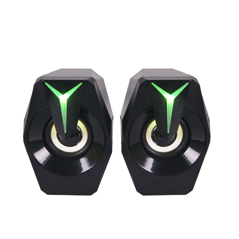 USB Wired Computer Speakers with RGB Lights 2.0 Stereo Gaming Audio 6W RMS and Game Sound Effects for Desktop/Laptop （SP-6008)）