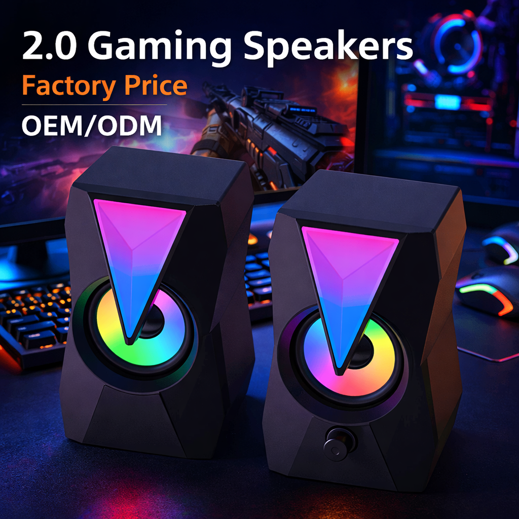 RGB LED Gaming Speaker System Dual Stereo Computer Speaker （SP-6010）
