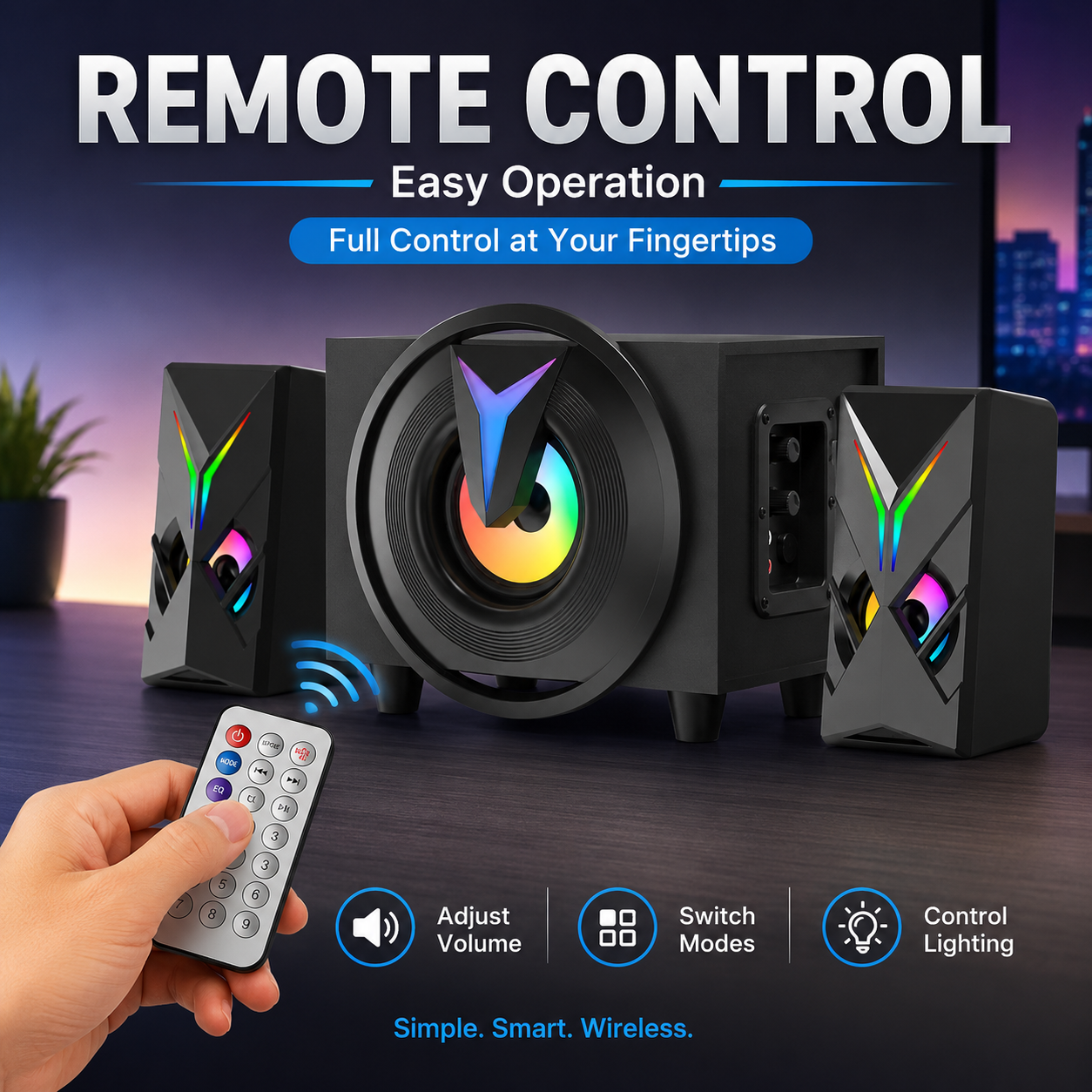 RGB LED 2.1 Gaming Speaker System with Subwoofer for PC Desktop