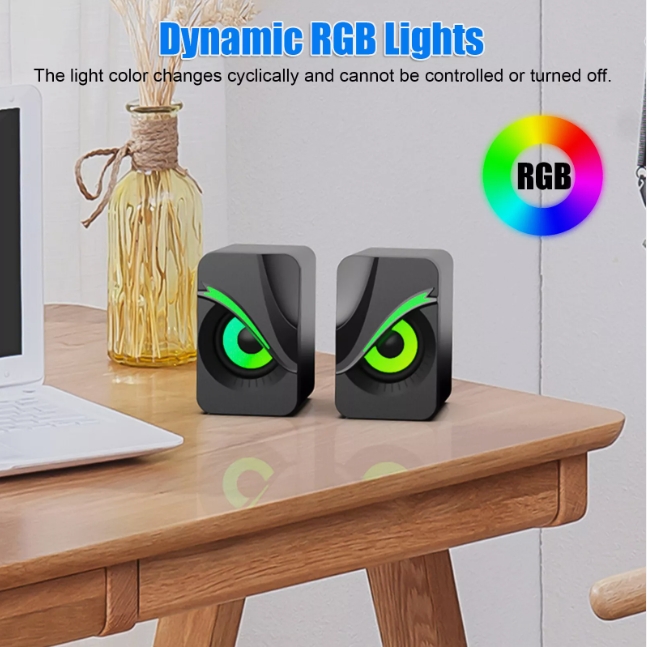 RGB Gaming Desktop Speakers with LED Light and line control, USB Powered Computer Speakers for PC Gaming  （SP-6609）