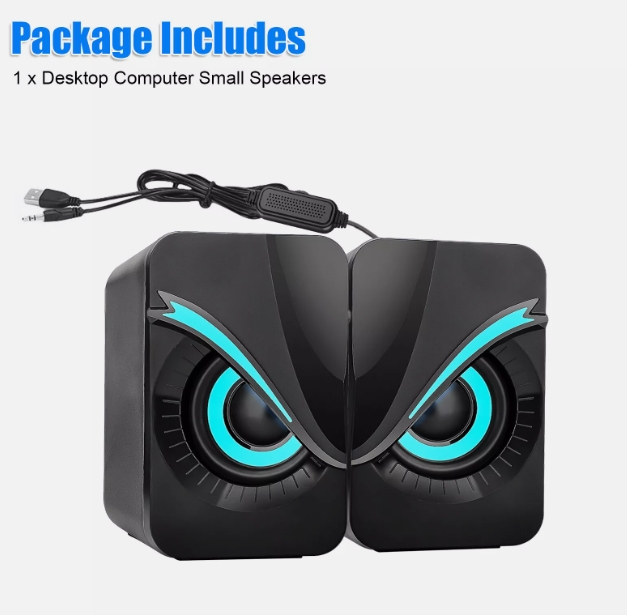 RGB Gaming Desktop Speakers with LED Light and line control, USB Powered Computer Speakers for PC Gaming  （SP-6609）