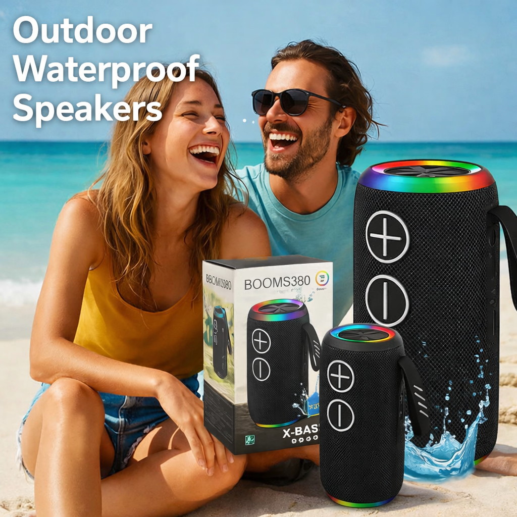 Smarts Waterproof Fabric Wireless Speaker Stereo Bass 3D Woofer RGB LED Light Portable Speaker for Outdoor Use