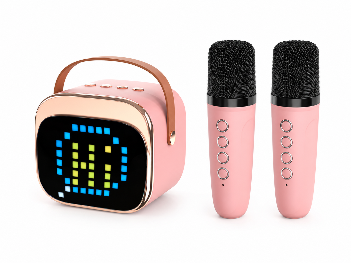 Portable Karaoke Speaker with Dual Wireless Microphones and LED Display