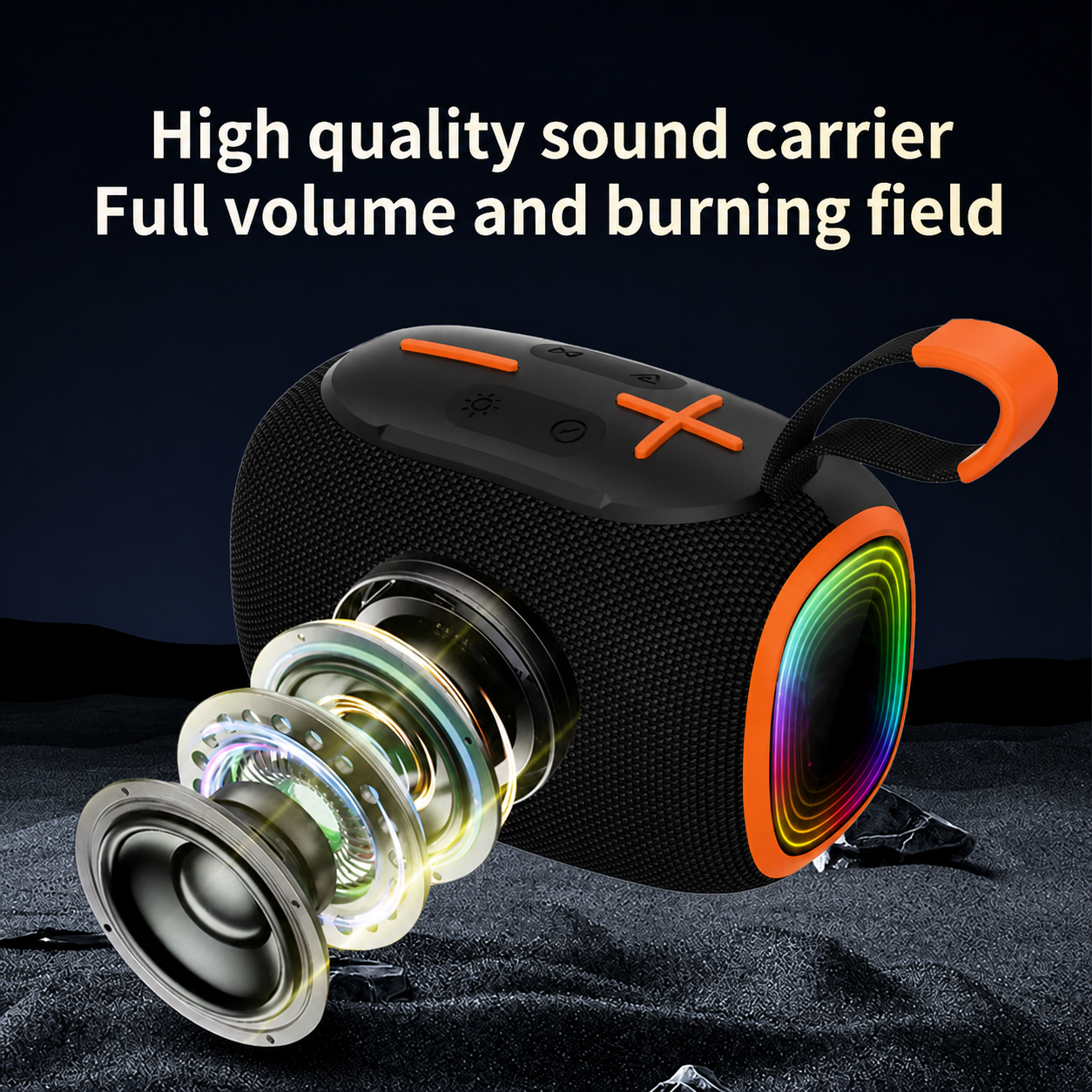 Portable Bluetooth Speaker with RGB LED Light and Carry Handle for Outdoor Music Entertainment