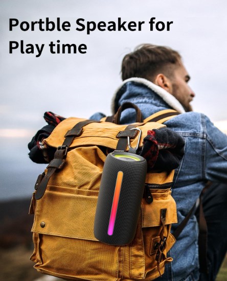 Portable Bluetooth Speaker with RGB LED Light and Powerful Bass for Outdoor Party and Gaming
