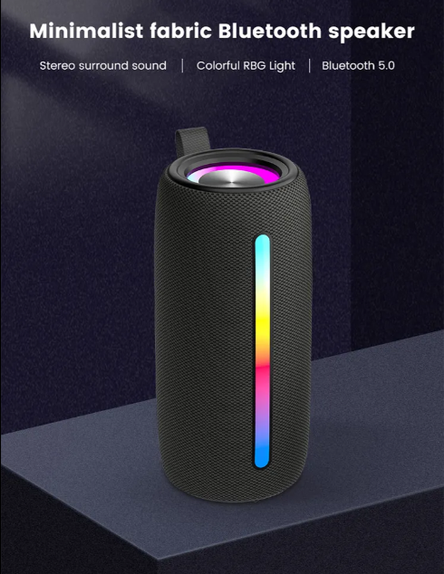 Portable Bluetooth Speaker with RGB LED Light and Powerful Bass for Outdoor Party and Gaming