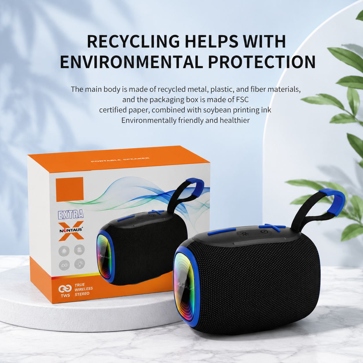 Portable Bluetooth Speaker with RGB LED Light and Carry Handle for Outdoor Music Entertainment