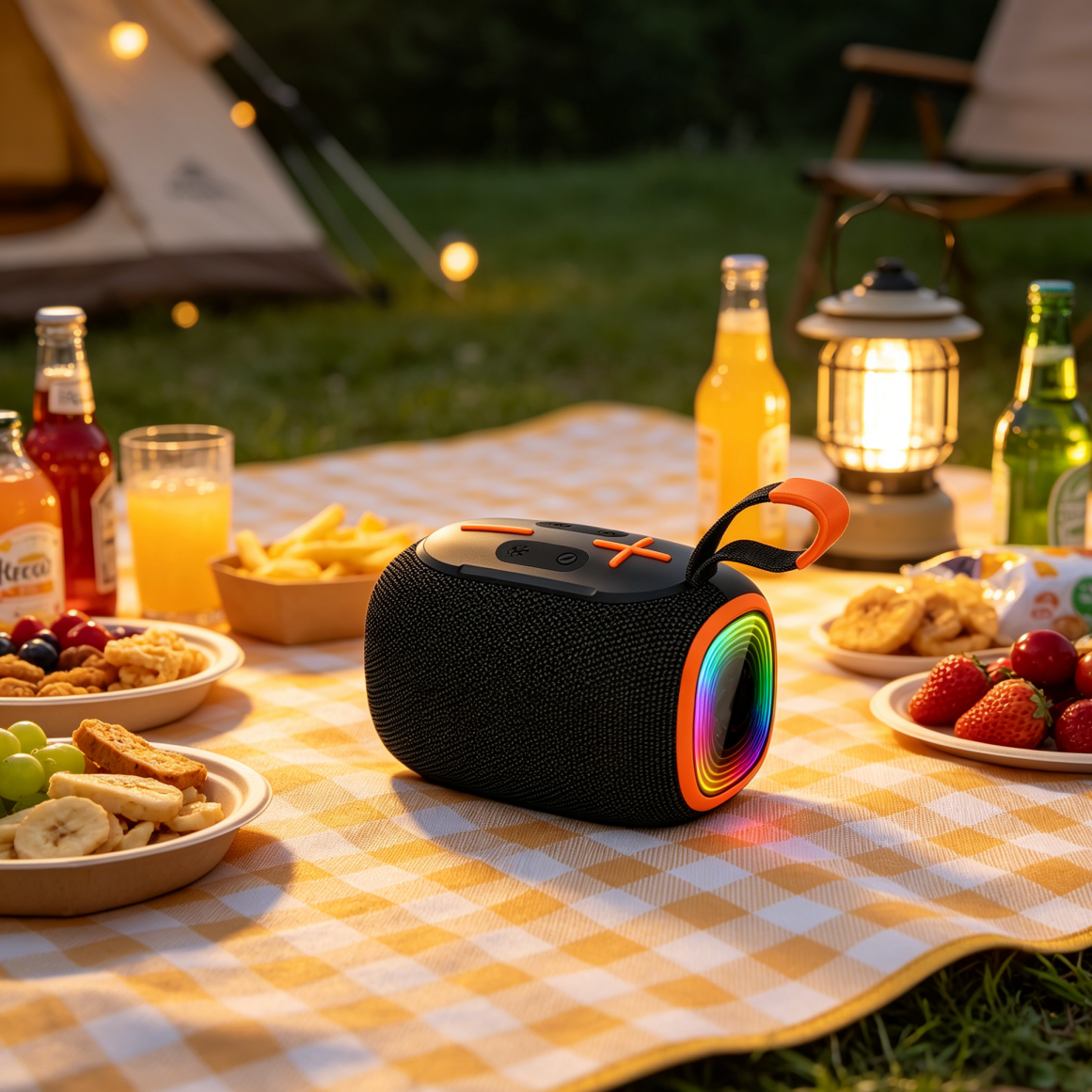 Portable Bluetooth Speaker with RGB LED Light and Carry Handle for Outdoor Music Entertainment