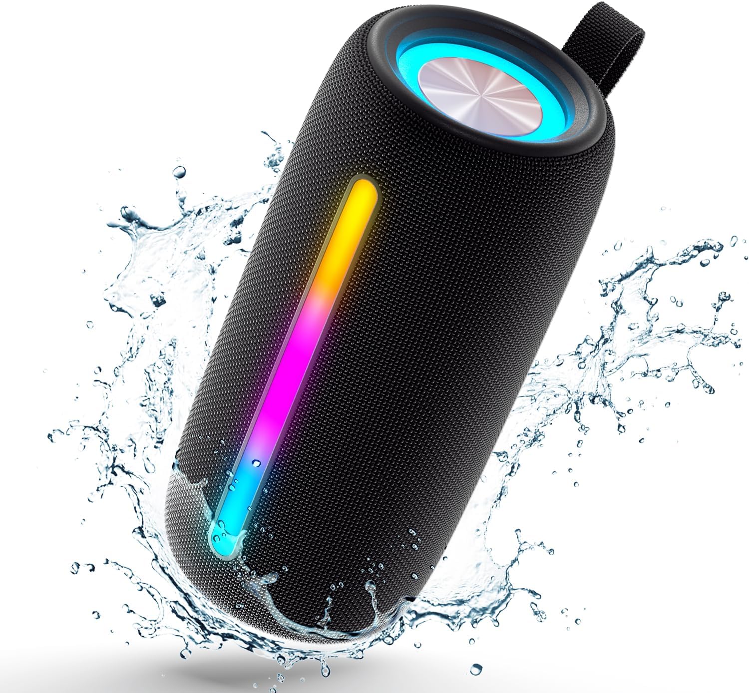 Portable Bluetooth Speaker with RGB LED Light and Powerful Bass for Outdoor Party and Gaming