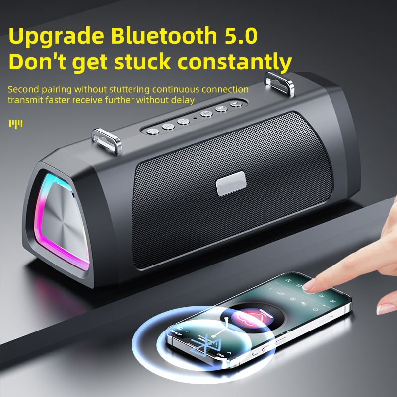 Portable Bluetooth Speaker with RGB LED Light and Powerful Bass for Gaming and Outdoor Entertainment
