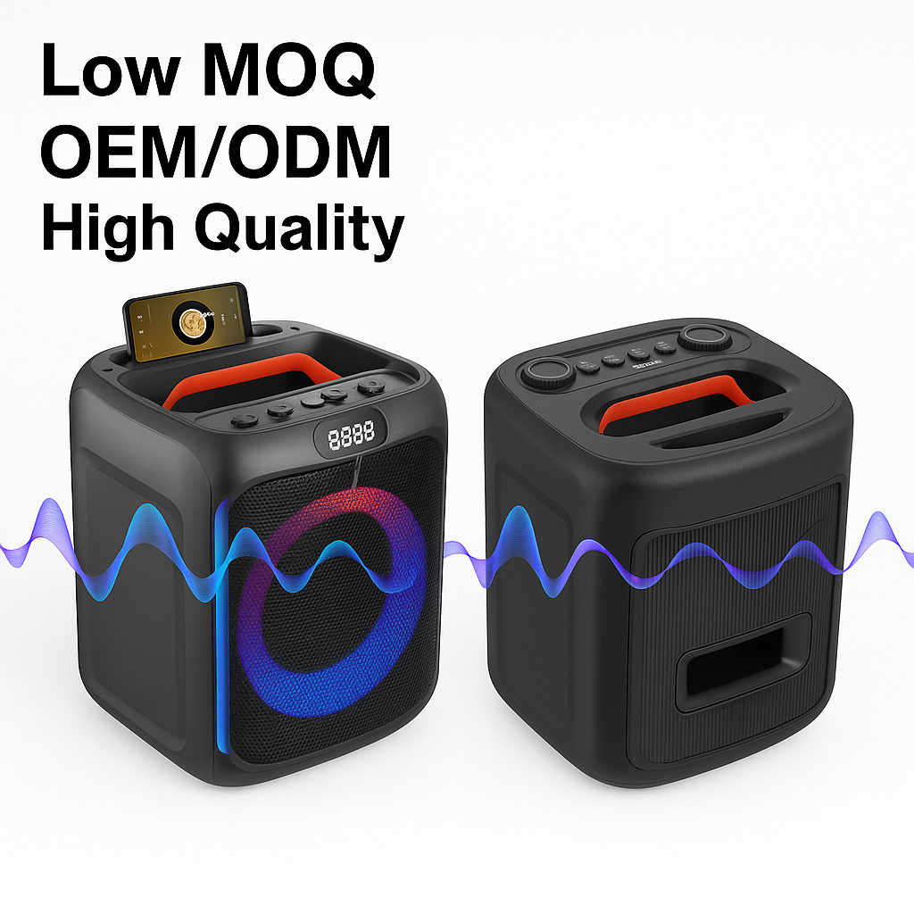 Portable Party Bluetooth Speaker with RGB LED Light and Powerful Bass for Outdoor Music