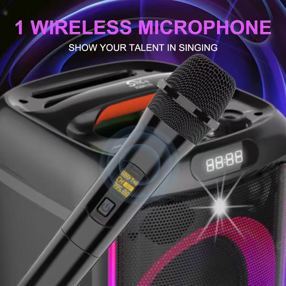 Portable Party Bluetooth Speaker with RGB LED Light and Powerful Bass for Outdoor Music