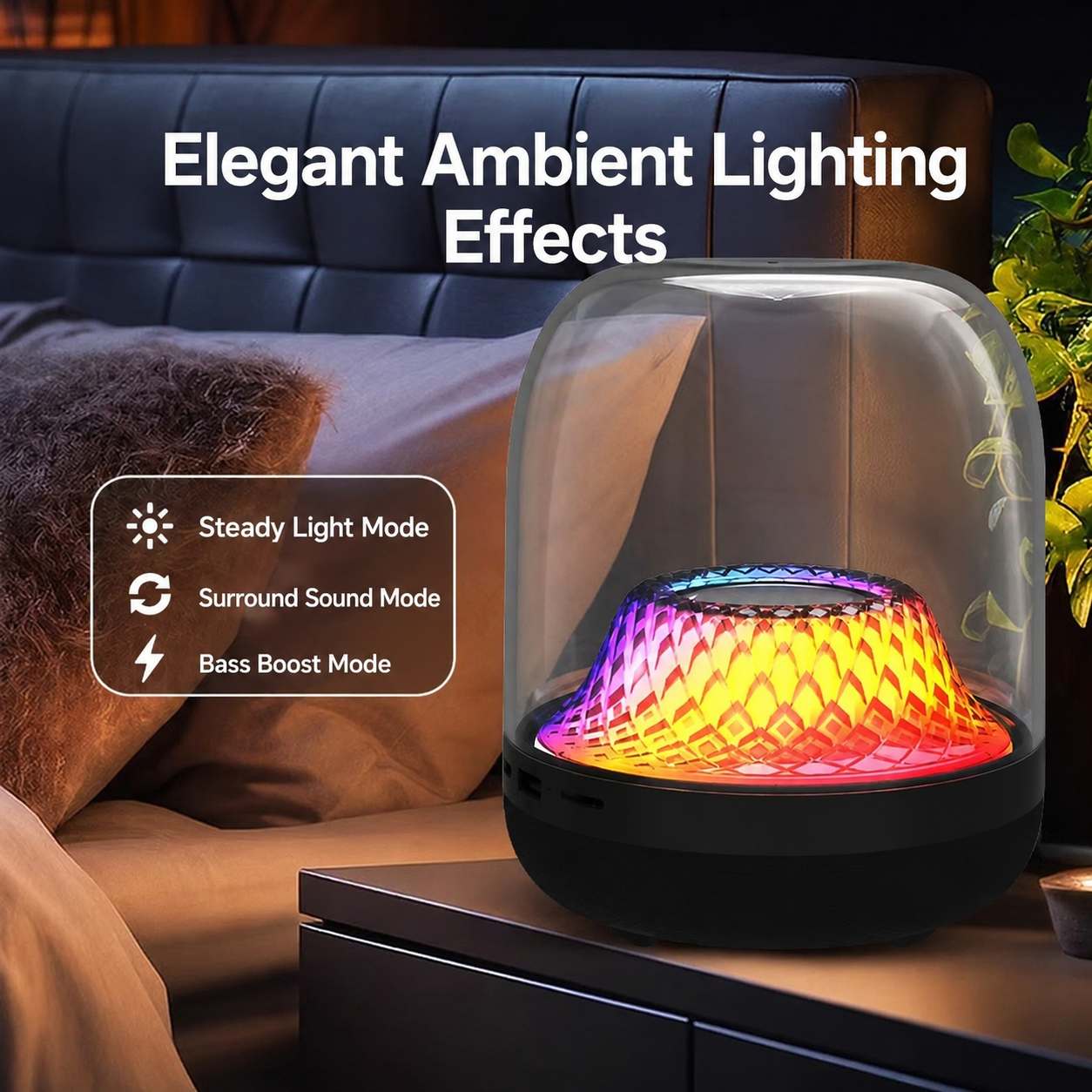 RGB Ambient Light Bluetooth Speaker （SP-5938）with Transparent Dome Design