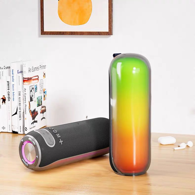 Portable RGB Bluetooth Speaker with TWS Stereo Sound and LED Light for Outdoor Entertainment