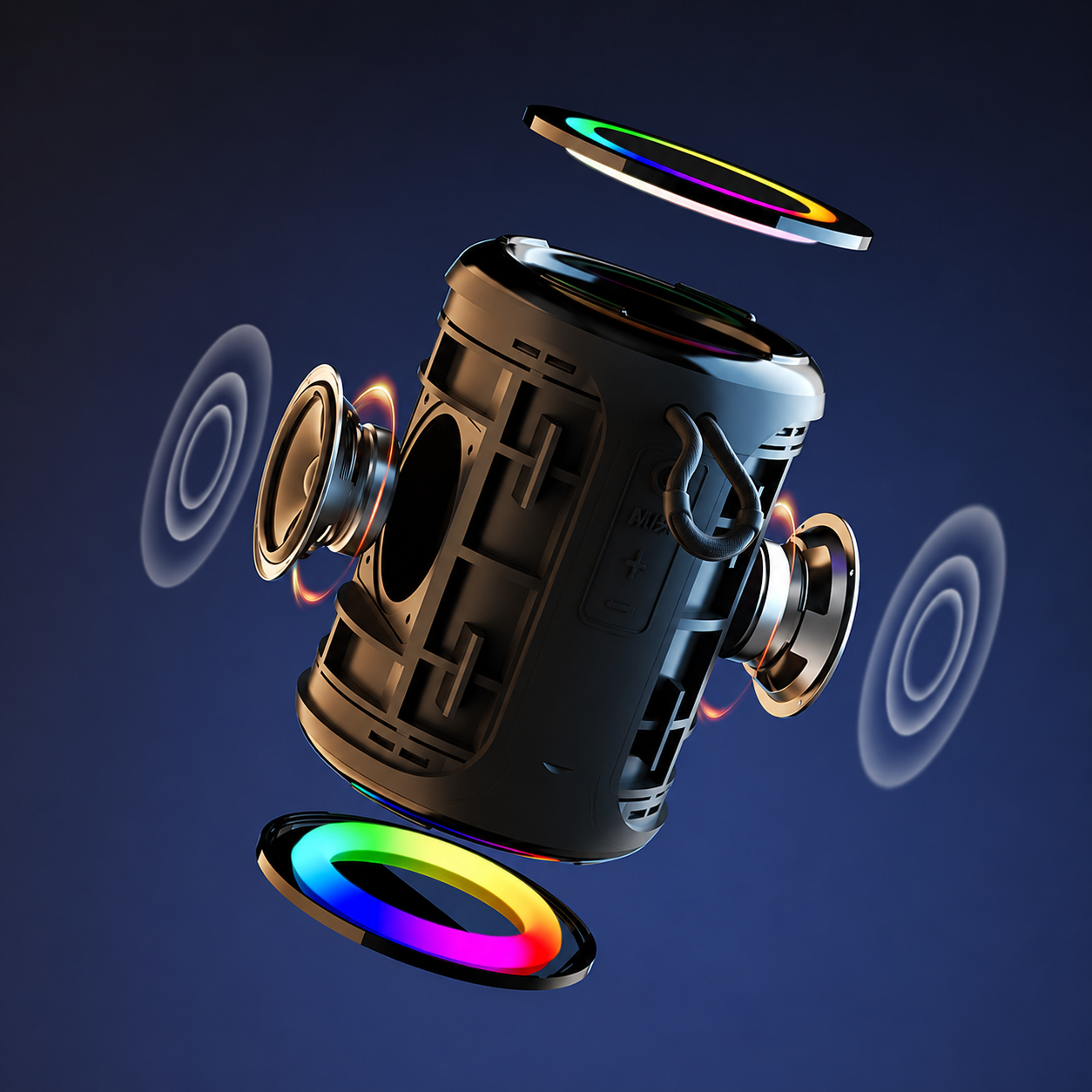 Portable RGB Bluetooth Speaker with Deep Bass and Outdoor Party LED Light