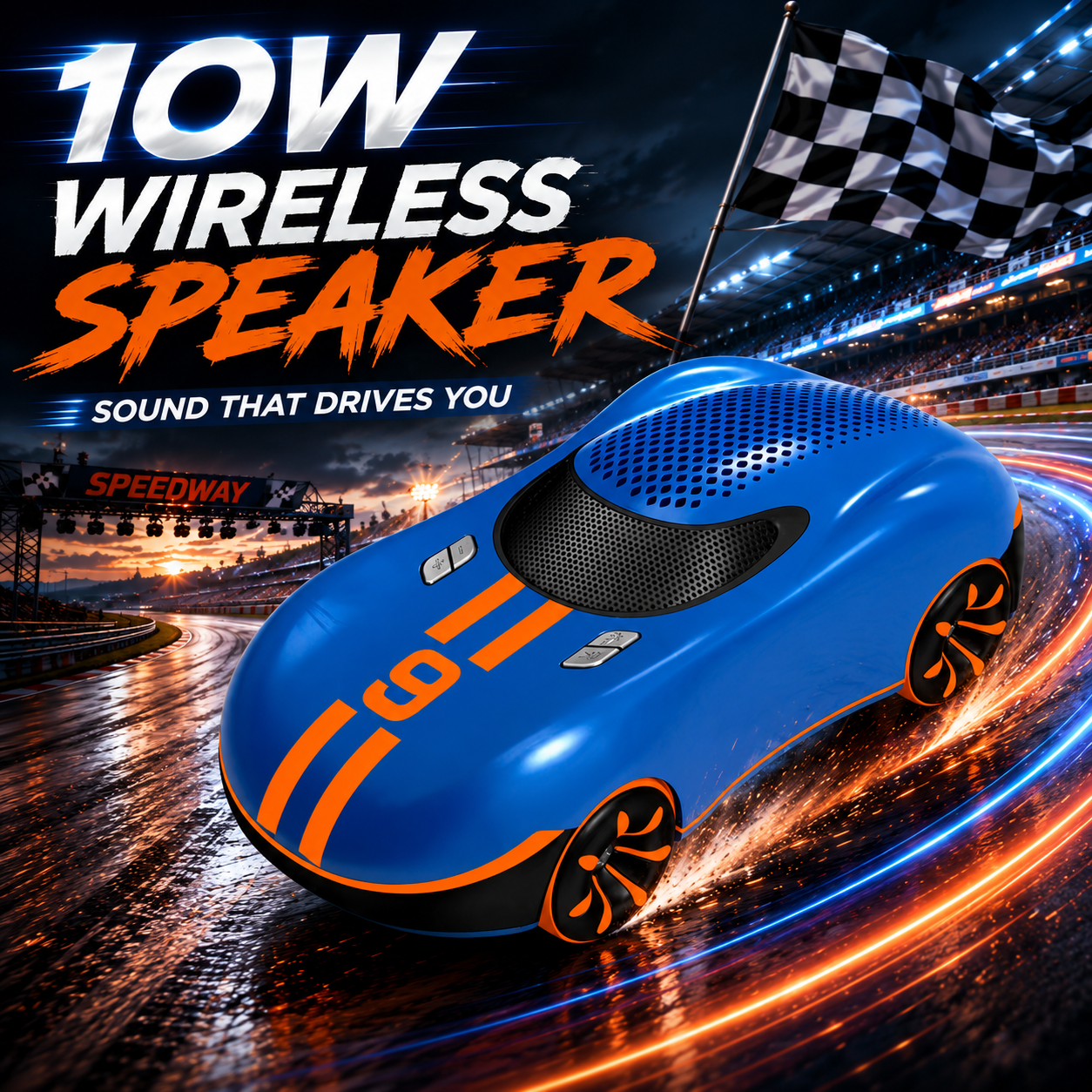 Sports Car Design Bluetooth Speaker with Powerful Sound and Portable Wireless Audio