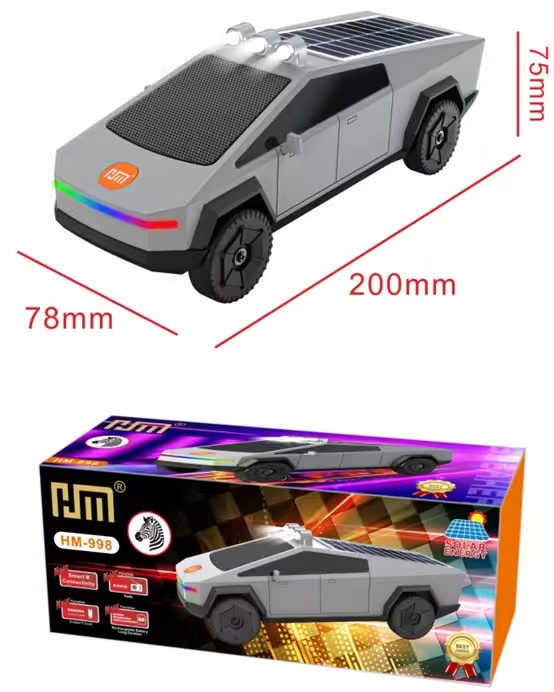 Cybertruck Style Bluetooth Speaker with RGB LED Light and Portable Outdoor Audio Design