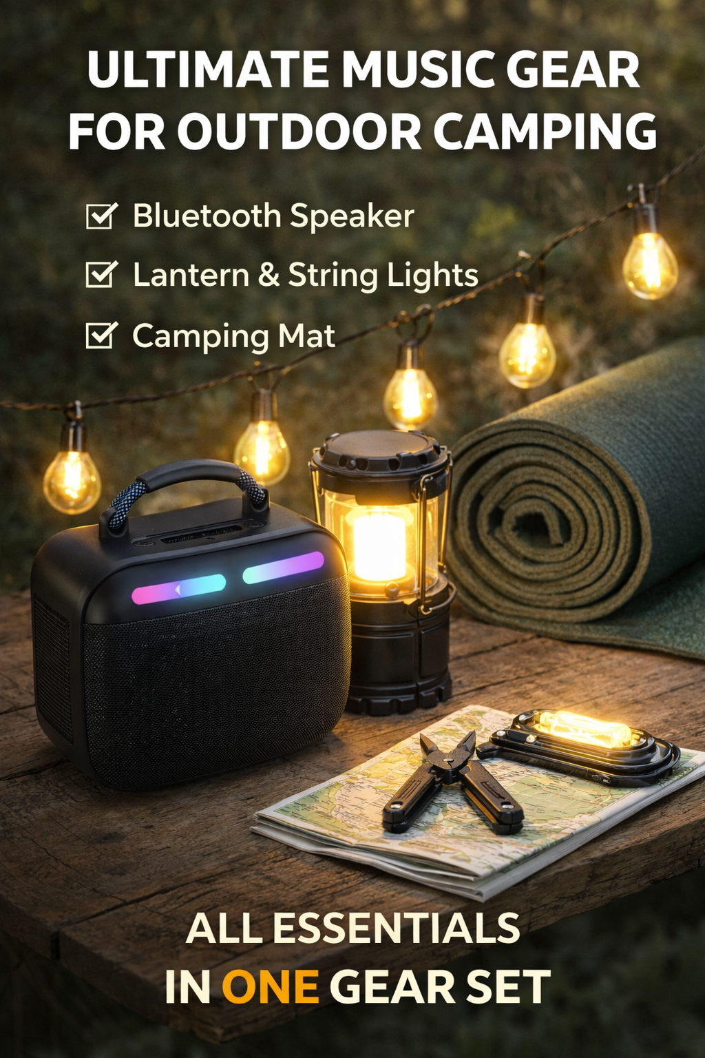 Portable IPX5 Waterproof Bluetooth Speaker with RGB LED Light, Powerful Bass Outdoor Wireless Speaker OEM ODM