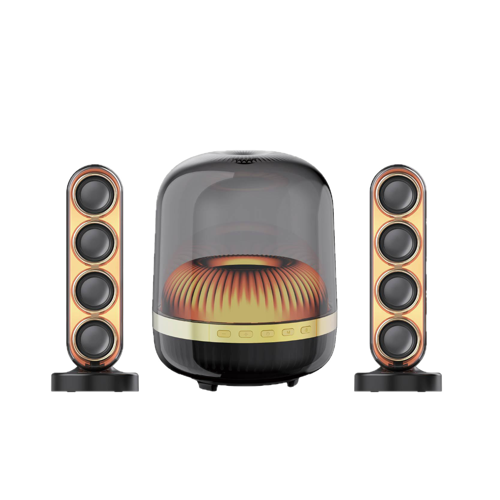 RGB Transparent Dome Bluetooth Speaker System with Dual Stereo Speakers