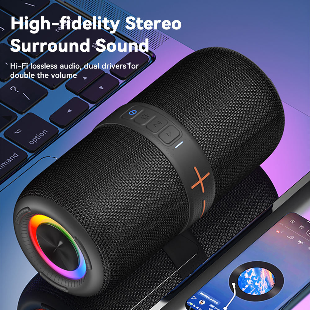 Portable Bluetooth Speaker with RGB Light and Carry Loop