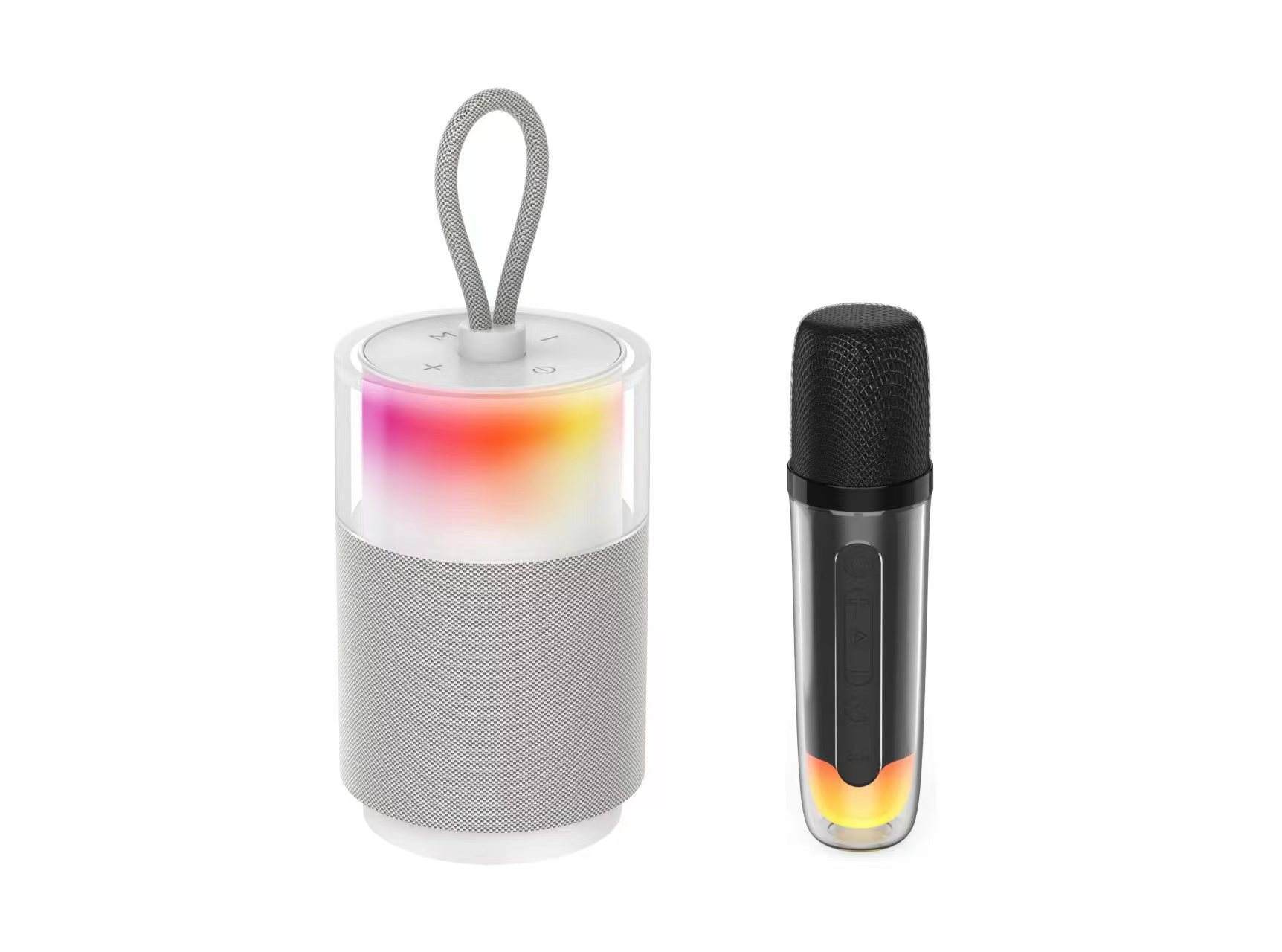 Portable RGB LED Karaoke Speaker with Wireless Microphone