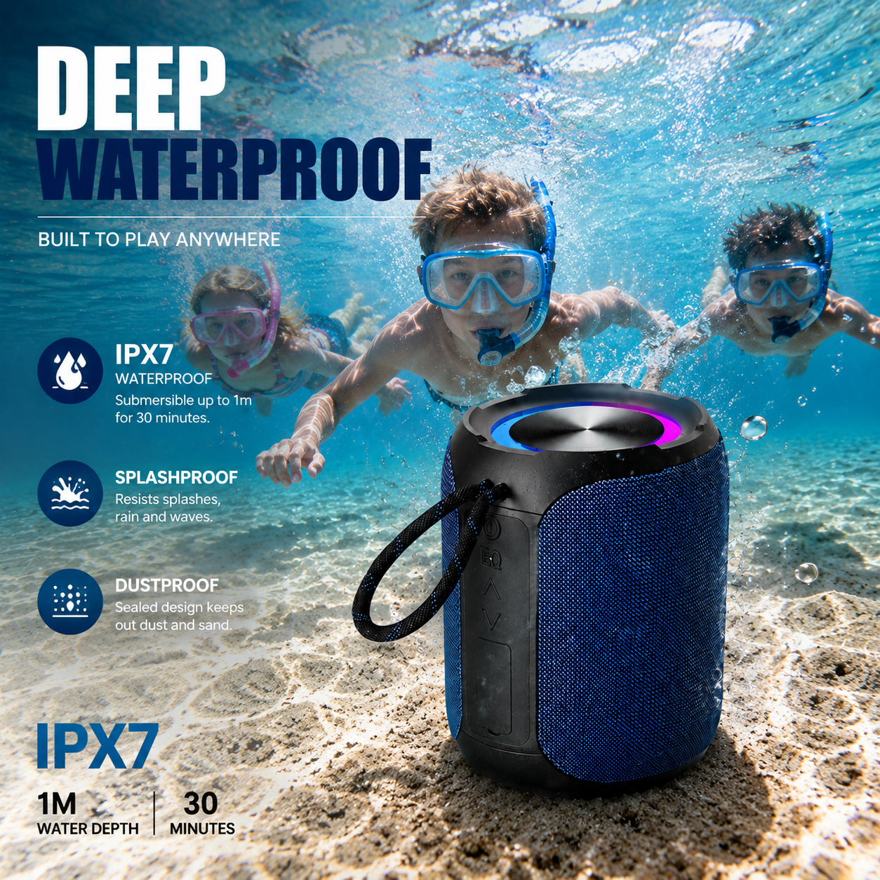 Portable RGB Bluetooth Speaker with Deep Bass and Outdoor Party LED Light