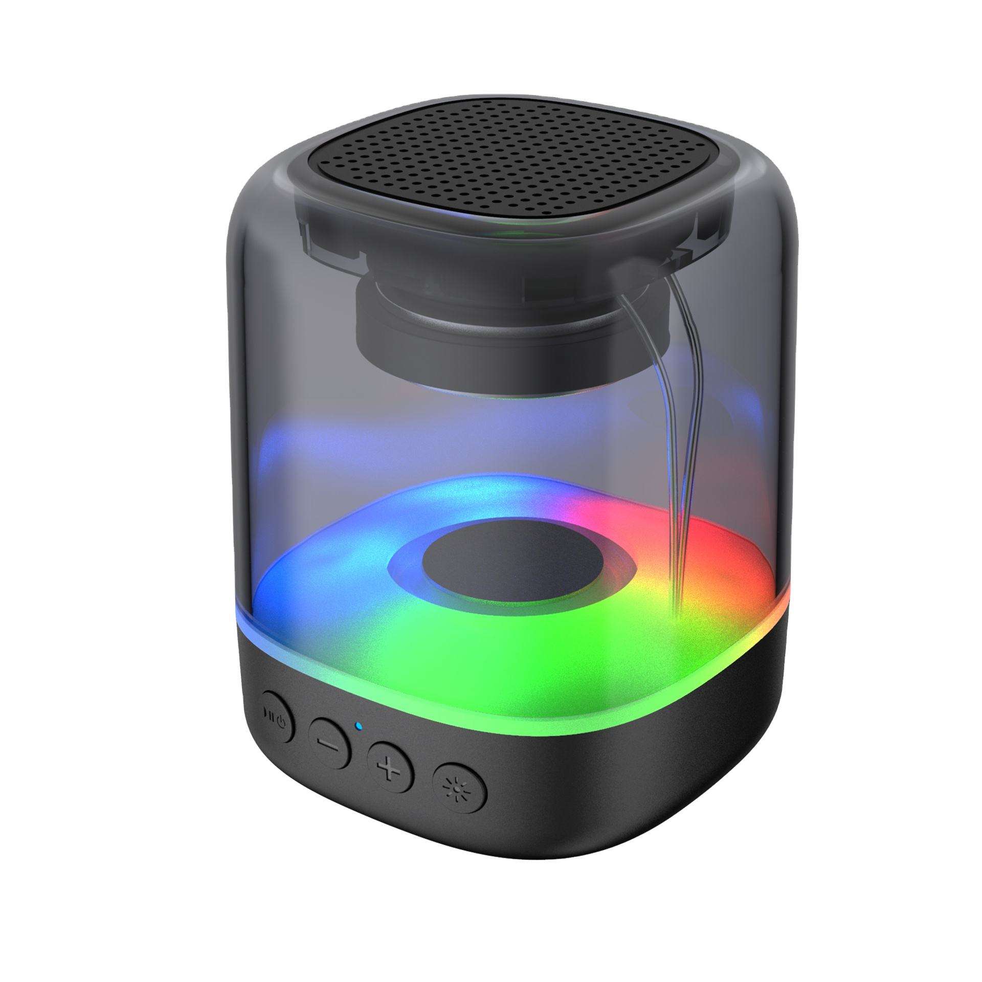 Portable RGB LED Bluetooth Speaker with Transparent Light Display