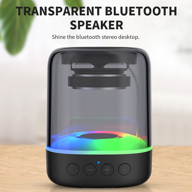 Portable RGB LED Bluetooth Speaker with Transparent Light Display