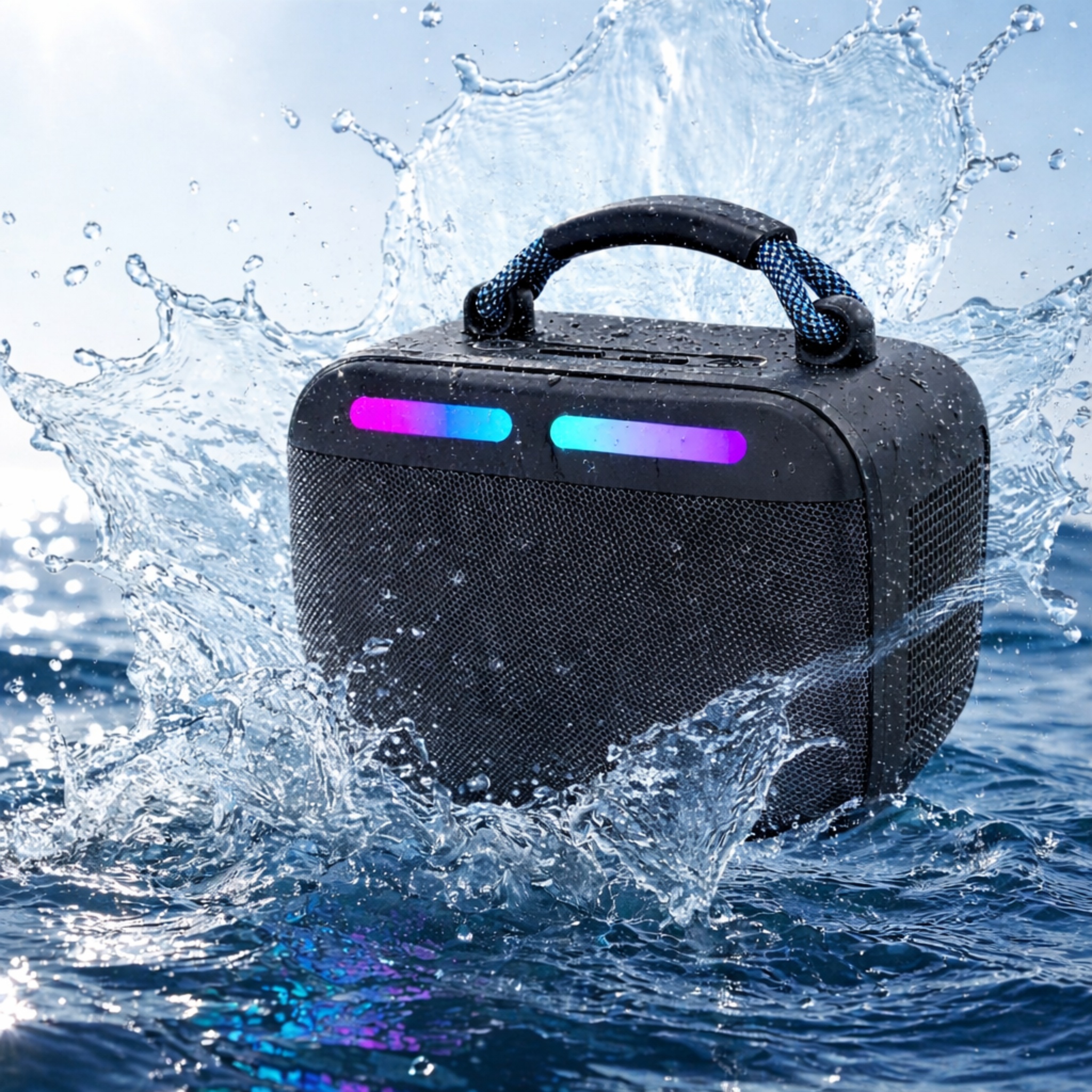 Portable IPX5 Waterproof Bluetooth Speaker with RGB LED Light, Powerful Bass Outdoor Wireless Speaker OEM ODM