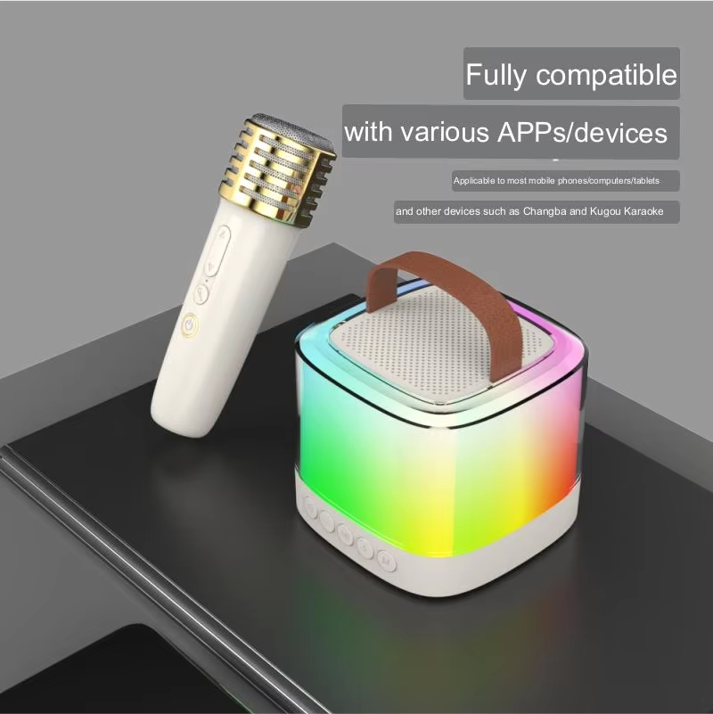 Portable Bluetooth Karaoke Speaker with Wireless Microphone, RGB LED Light, TF Card & AUX Playback (SP-9017)