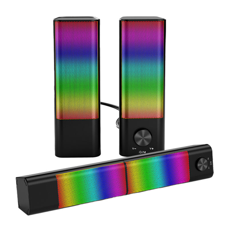 RGB PC Speakers, Gaming Speakers with Screen LED Breathing Light, 2.0 Channel Stereo Sound Desktop Speakers, USB Powered Speaker for Computer Desktop PC Laptop Monitor (SP-2302)