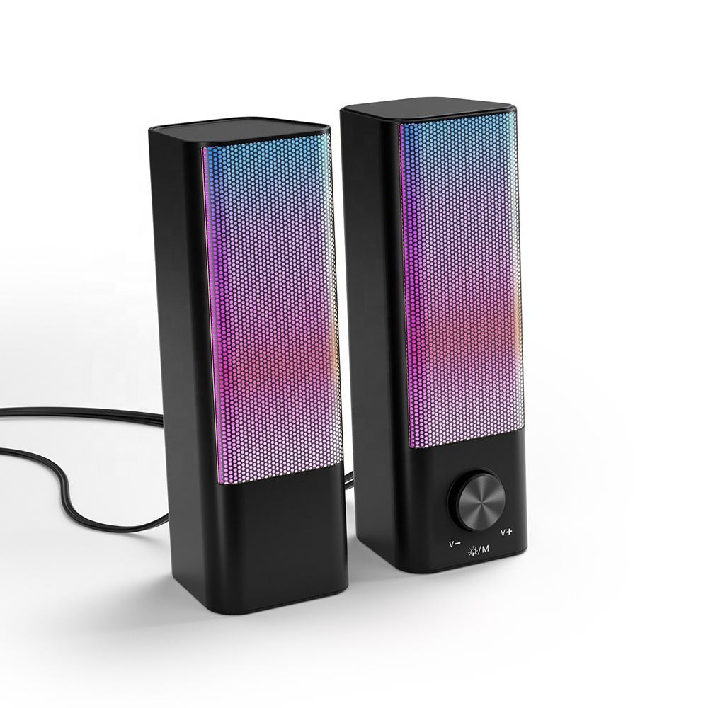 RGB PC Speakers, Gaming Speakers with Screen LED Breathing Light, 2.0 Channel Stereo Sound Desktop Speakers, USB Powered Speaker for Computer Desktop PC Laptop Monitor (SP-2302)