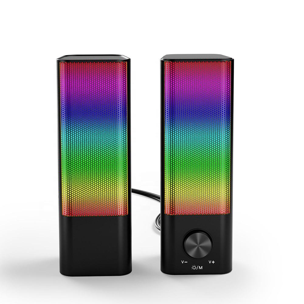 RGB PC Speakers, Gaming Speakers with Screen LED Breathing Light, 2.0 Channel Stereo Sound Desktop Speakers, USB Powered Speaker for Computer Desktop PC Laptop Monitor (SP-2302)