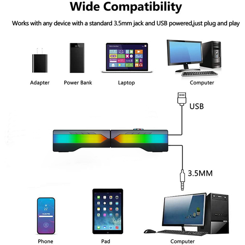 Factory Customized 12-Inch Desktop Gaming Subwoofer with Detachable RGB Lights and Powerful Bass （SP-2166）