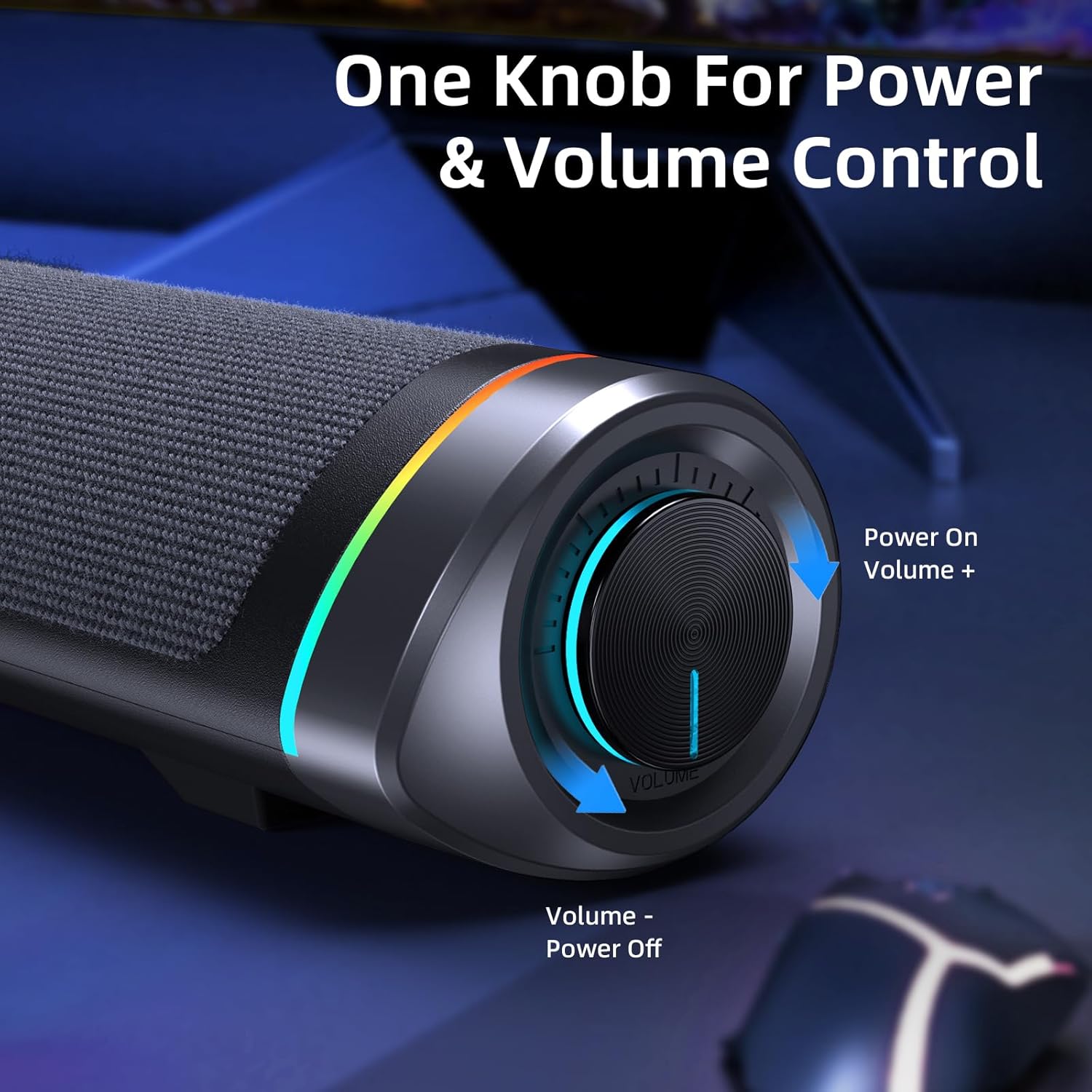 RGB Gaming Soundbar Speaker with LED Light for PC Monitor Desktop