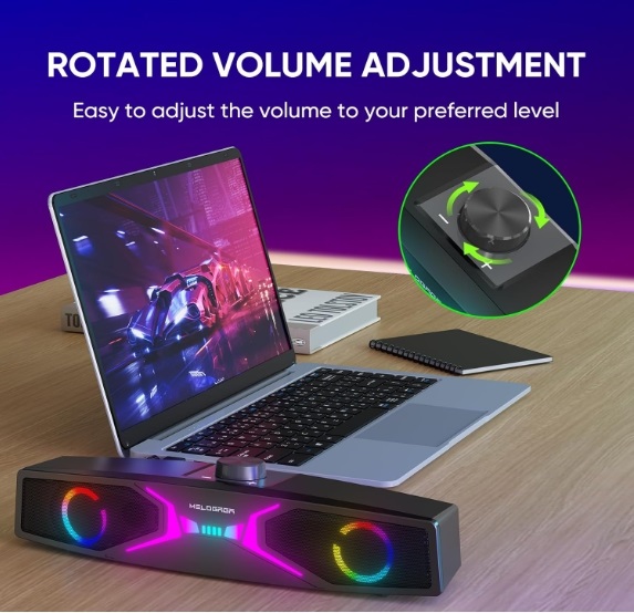 RGB Gaming Soundbar Speaker with LED Light for PC Desktop （SP-2132BT）
