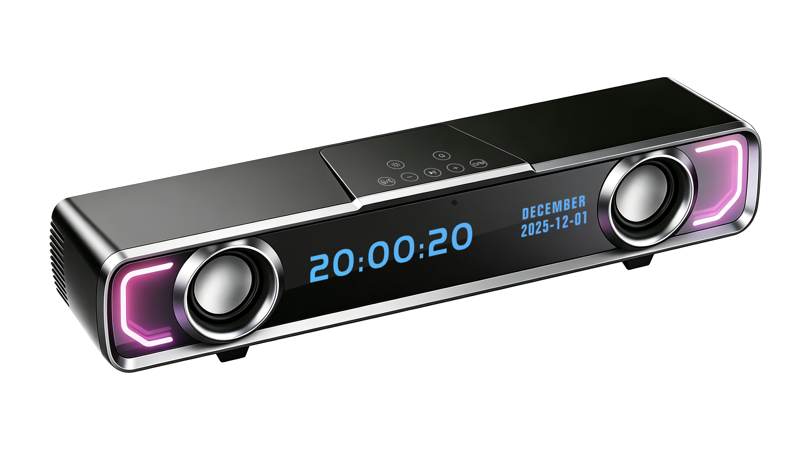Digital Clock RGB LED Soundbar Speaker with touch control panel for PC Desktop Gaming （SP-262）