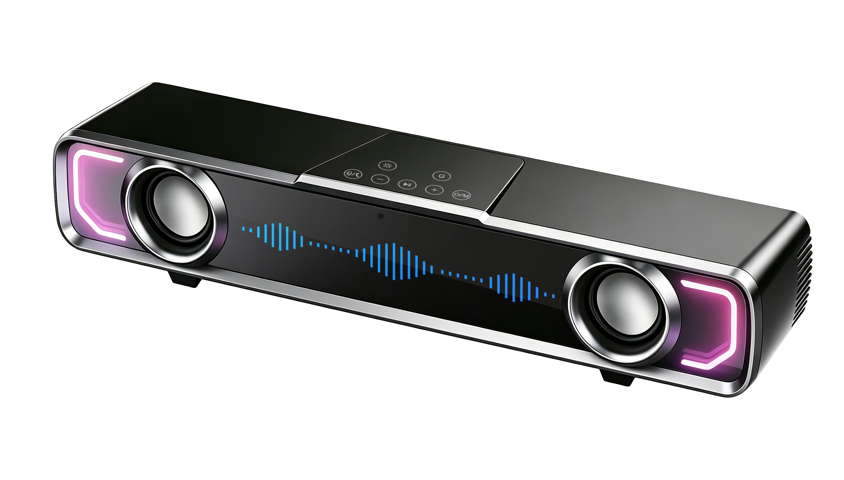 Digital Clock RGB LED Soundbar Speaker with touch control panel for PC Desktop Gaming （SP-262）