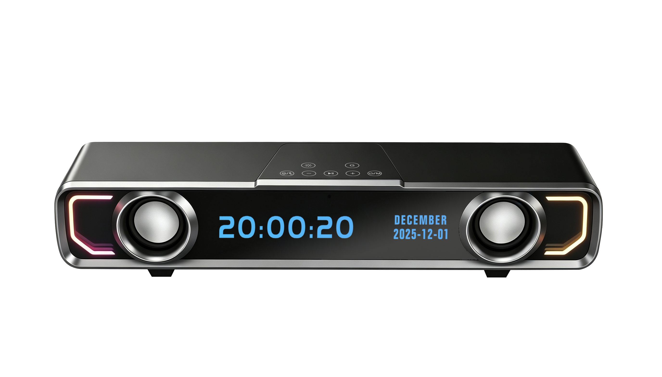 Digital Clock RGB LED Soundbar Speaker with touch control panel for PC Desktop Gaming （SP-262）